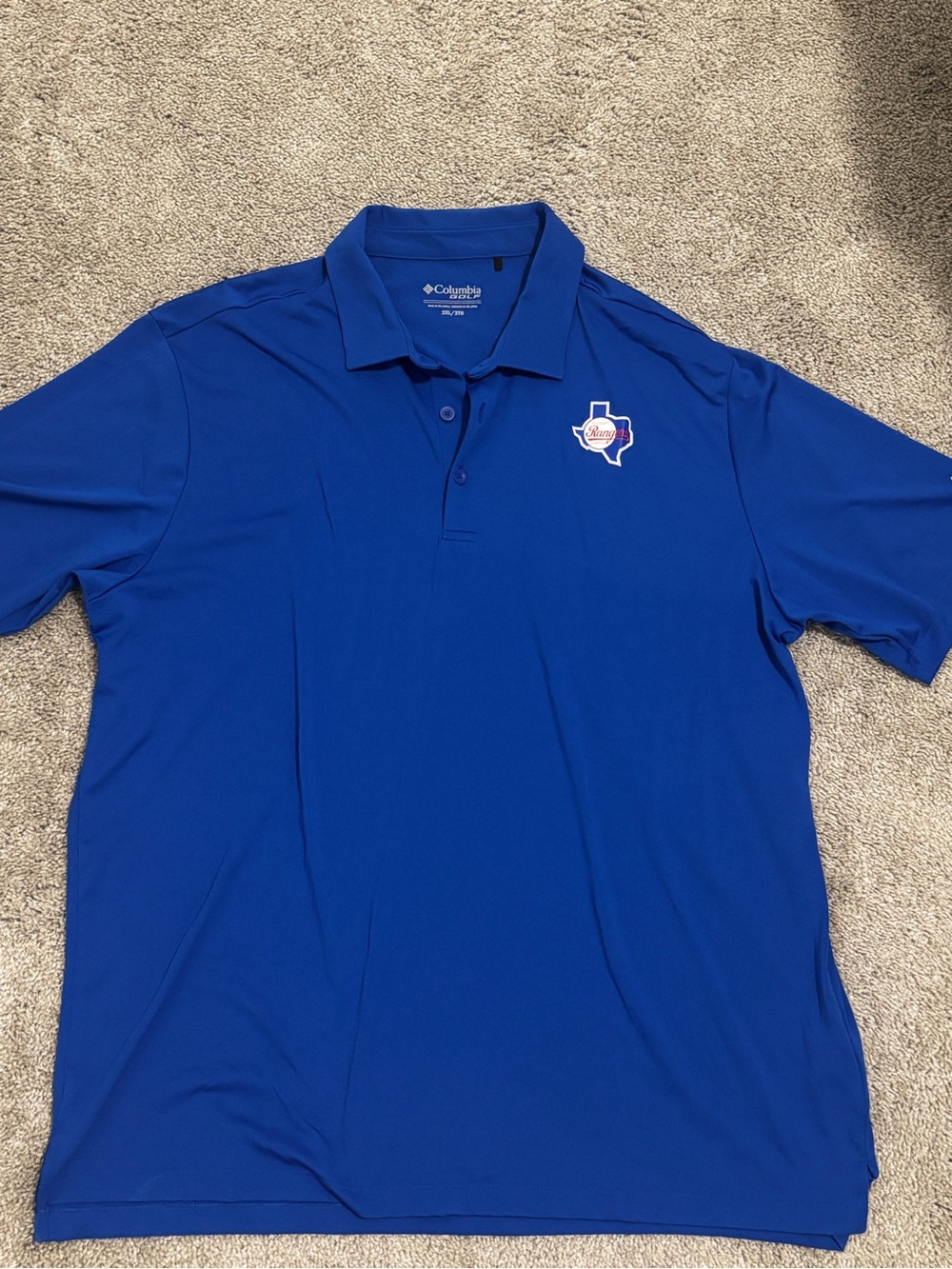 Columbia Men’s Blue Short-Sleeve Polo with Texas Patch